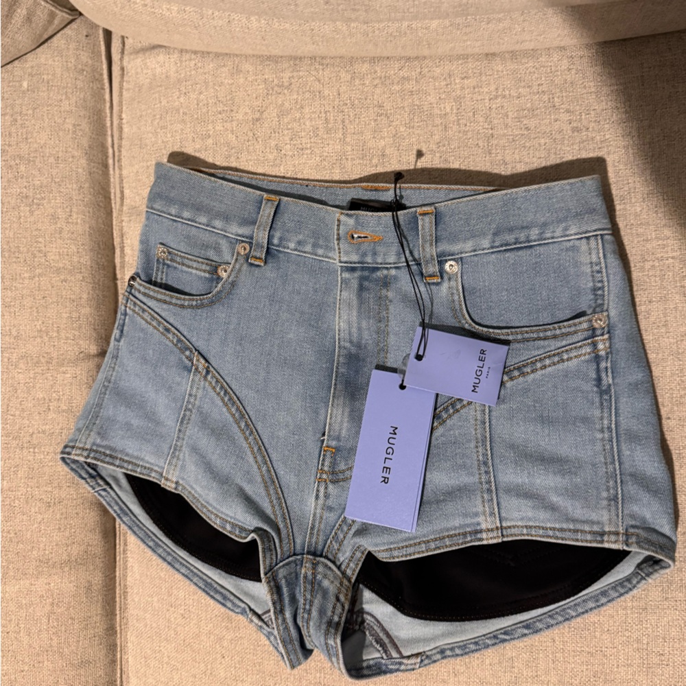 Mugler Women's Light Blue Denim Overalls